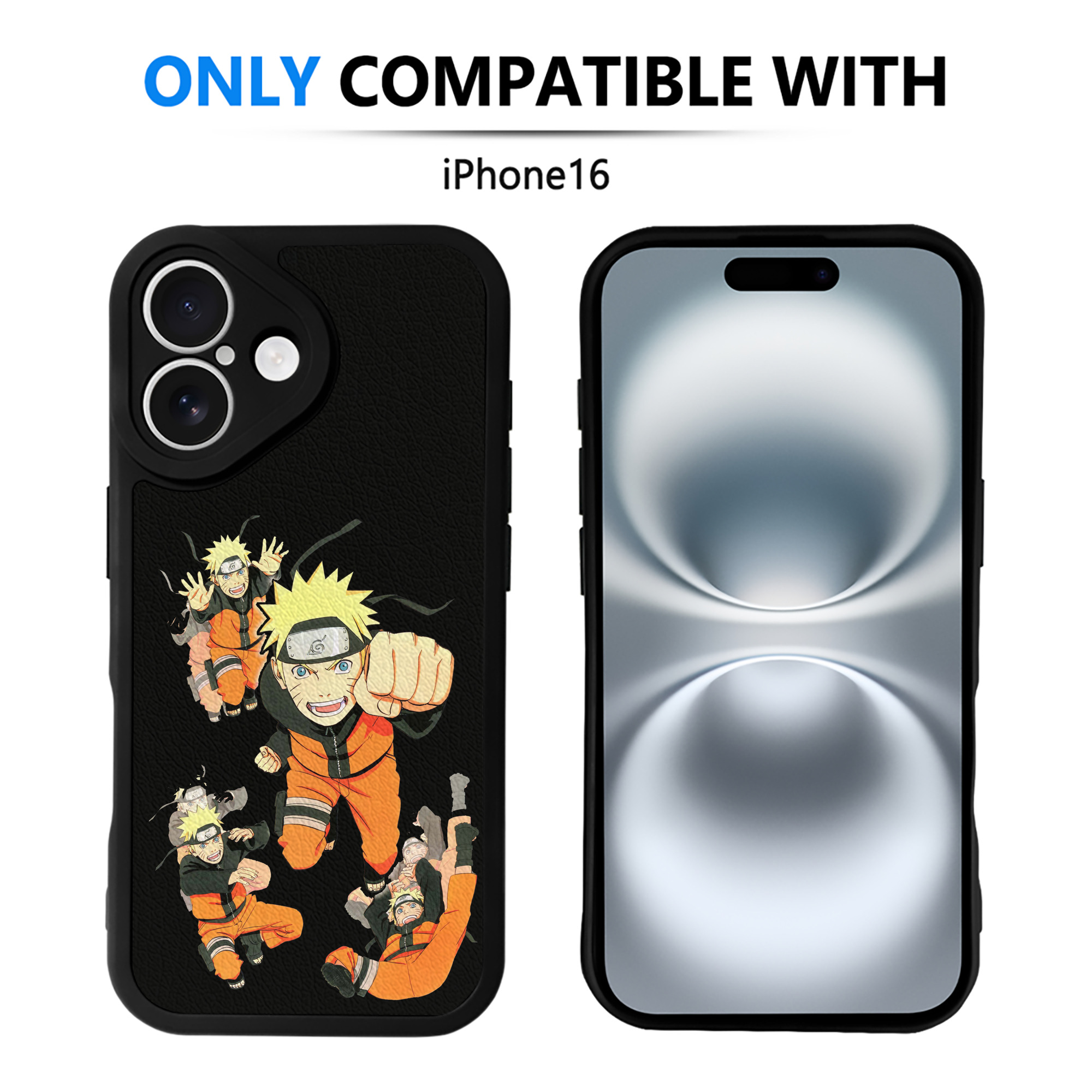 （画像用） NARUTO -ナルト- うずまき ナルト Uzumaki Naruto 【iPhone 16シリーズ対応】シリコンスマホケース（レザー調） 材質：シリコン